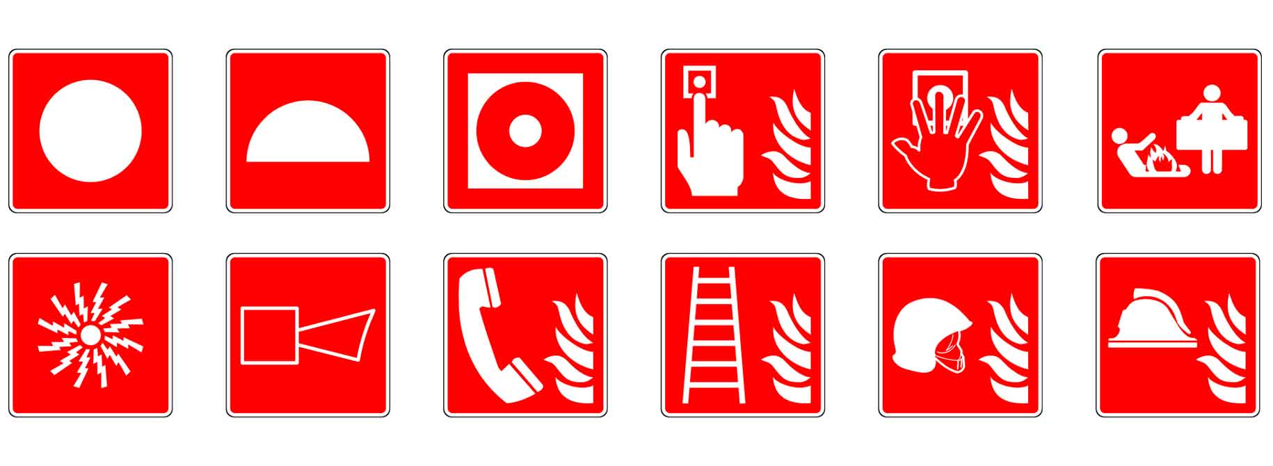 Различные символы пожарной безопасности