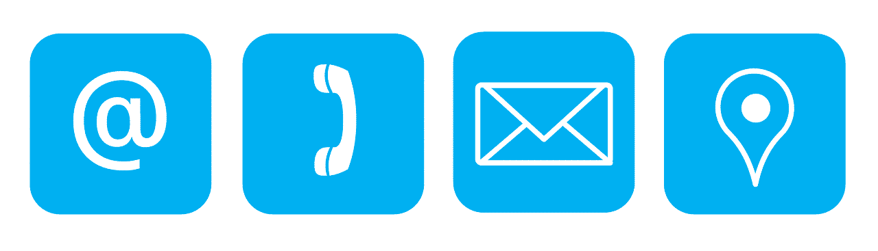 phone and envelope and email and location symbol